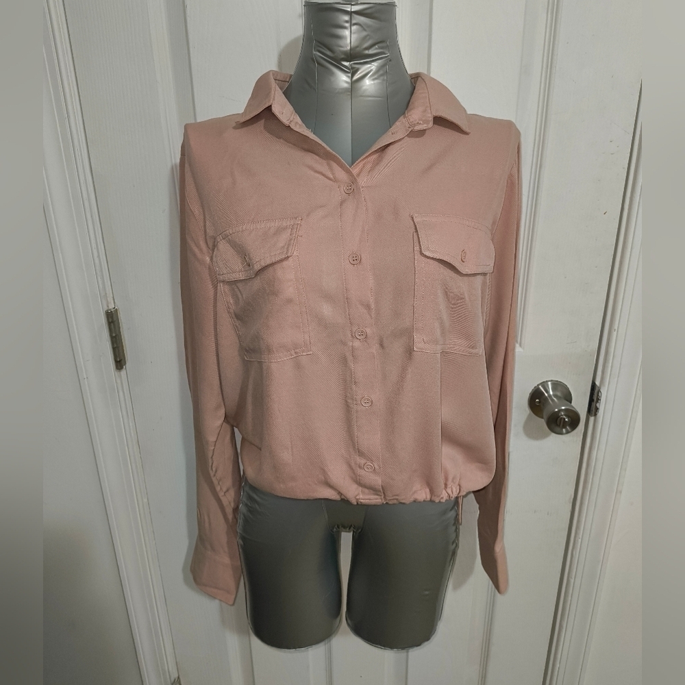No Boundaries Pink Long Sleeve Button Down Shirt 115